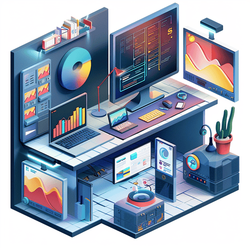 Illustration réaliste d'un poste de travail d'une agence web spécialisée en audits, avec ordinateur portable et interfaces numériques